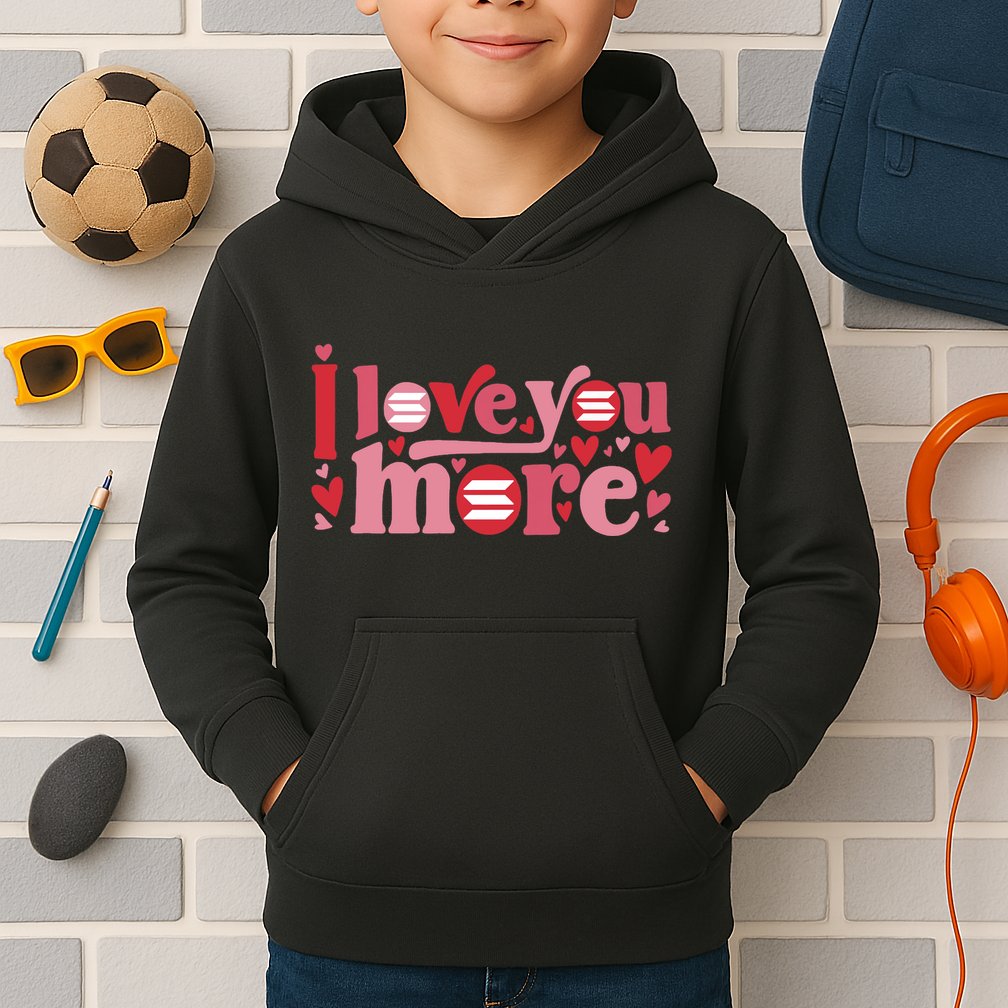 Solana Crypto I Love You More Cryptocurrency Pink Heart Premium Kids Hoodie