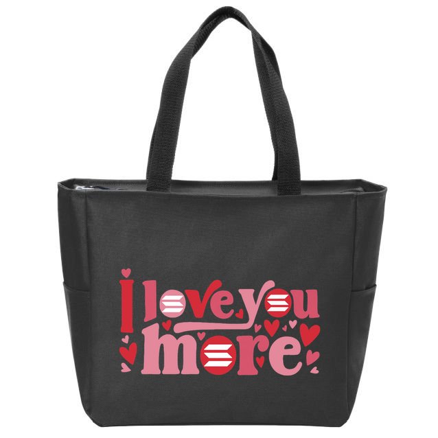 Solana Crypto I Love You More Cryptocurrency Pink Heart Premium Zip Tote Bag