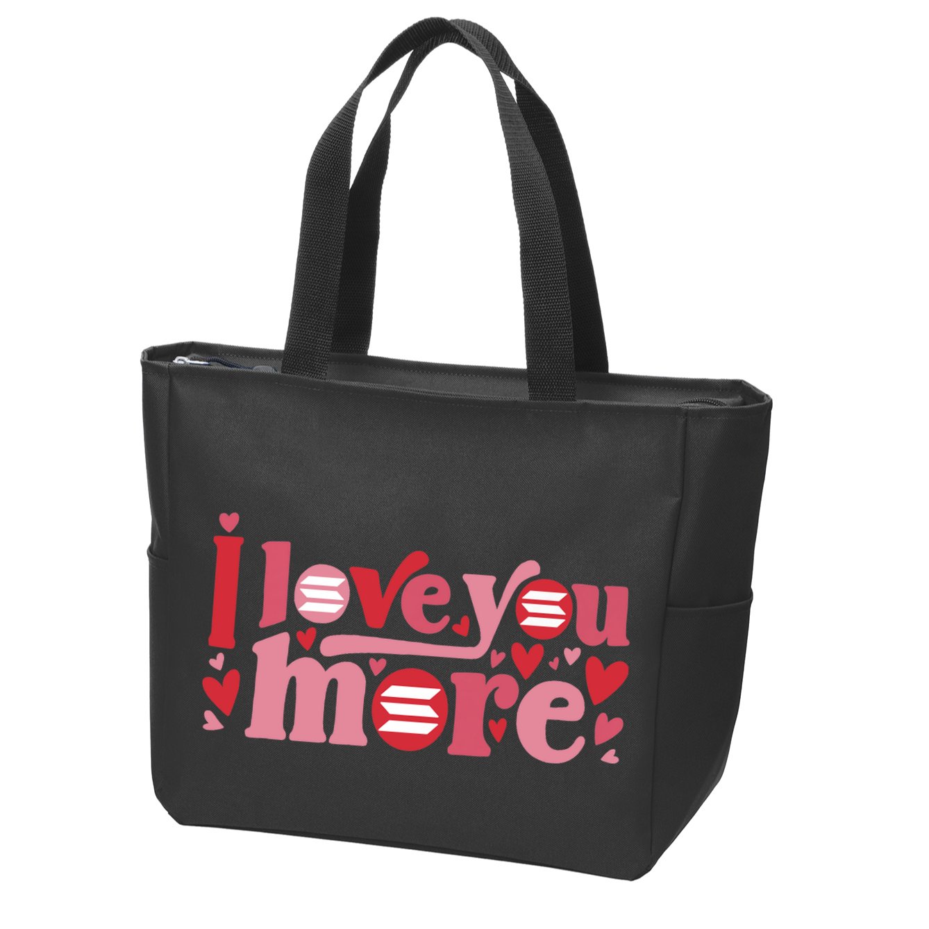 Solana Crypto I Love You More Cryptocurrency Pink Heart Premium Zip Tote Bag