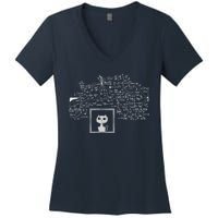 Schrodingers Cat In A Box Funny Science Nerd Physics Women's V-Neck T-Shirt