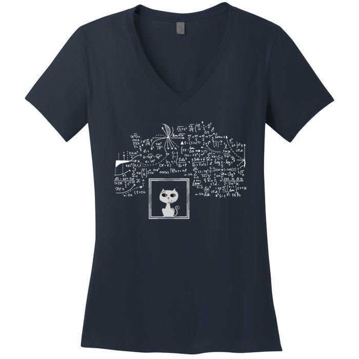 Schrodingers Cat In A Box Funny Science Nerd Physics Women's V-Neck T-Shirt