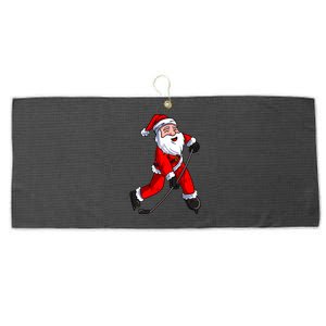 Santa Claus Ice Hockey Xmas Gift Large Microfiber Waffle Golf Towel