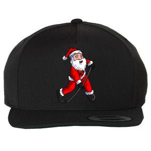 Santa Claus Ice Hockey Xmas Gift Wool Snapback Cap