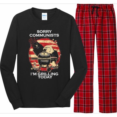 Sorry Communists Im Grilling Today Funny 4th Of July Bbq Long Sleeve Pajama Set