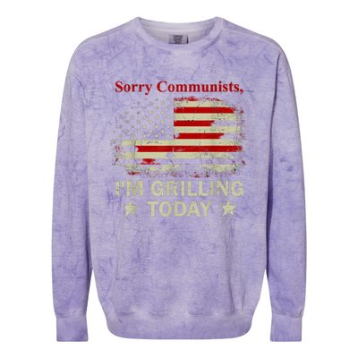 Sorry Communists Im Grilling Today Funny 4th Of July Bbq Colorblast Crewneck Sweatshirt