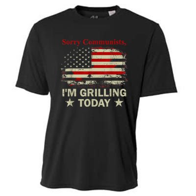 Sorry Communists Im Grilling Today Funny 4th Of July Bbq Cooling Performance Crew T-Shirt