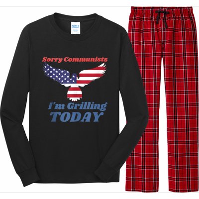 Sorry Communists Im Grilling Today Funny 4th Of July Bbq Long Sleeve Pajama Set