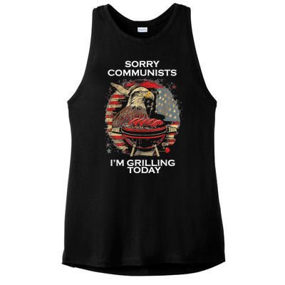 Sorry Communists Im Grilling Today Funny 4th Of July Bbq Ladies PosiCharge Tri-Blend Wicking Tank