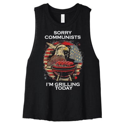 Sorry Communists Im Grilling Today Funny 4th Of July Bbq Women's Racerback Cropped Tank