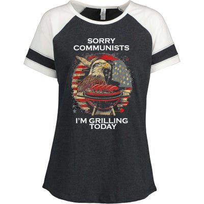 Sorry Communists Im Grilling Today Funny 4th Of July Bbq Enza Ladies Jersey Colorblock Tee