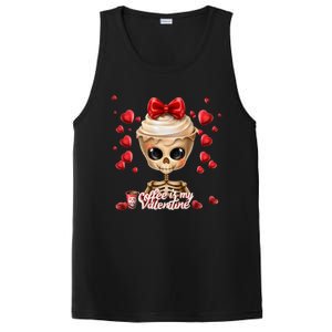 Skeleton Coffee Is My Valentine Funny Valentines Day PosiCharge Competitor Tank