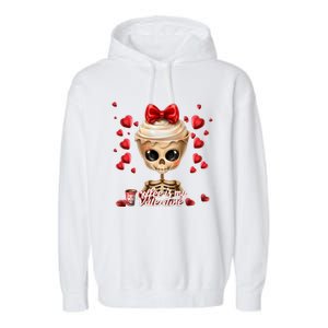 Skeleton Coffee Is My Valentine Funny Valentines Day Garment-Dyed Fleece Hoodie