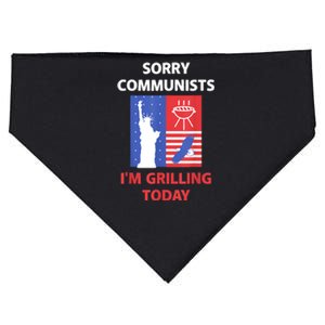 Sorry Communists Im Grilling Today Funny 4th Of July Bbq USA-Made Doggie Bandana