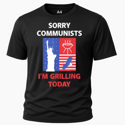 Sorry Communists Im Grilling Today Funny 4th Of July Bbq Cooling Performance Crew T-Shirt