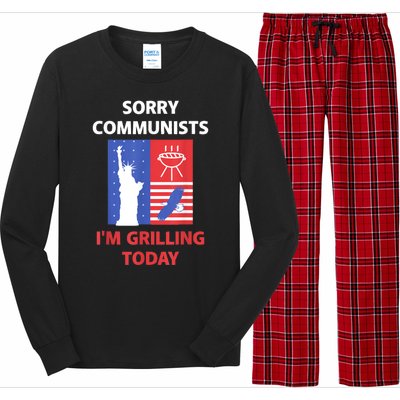 Sorry Communists Im Grilling Today Funny 4th Of July Bbq Long Sleeve Pajama Set