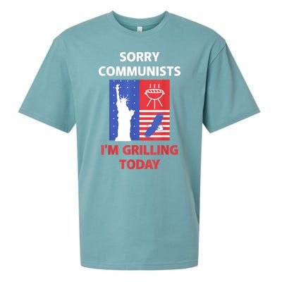 Sorry Communists Im Grilling Today Funny 4th Of July Bbq Sueded Cloud Jersey T-Shirt