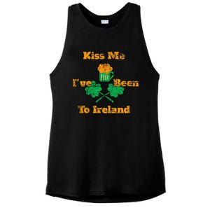 Shamrock Clover Ireland Gift Distressed Ladies PosiCharge Tri-Blend Wicking Tank