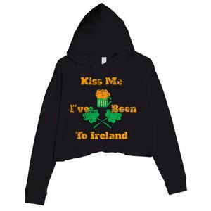 Shamrock Clover Ireland Gift Distressed Crop Fleece Hoodie