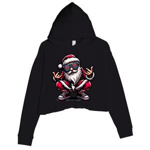 Santa Claus Is Dancing On Xmas Christmas Funny Cool Gift Crop Fleece Hoodie