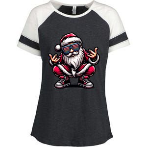 Santa Claus Is Dancing On Xmas Christmas Funny Cool Gift Enza Ladies Jersey Colorblock Tee