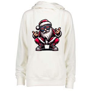 Santa Claus Is Dancing On Xmas Christmas Funny Cool Gift Womens Funnel Neck Pullover Hood