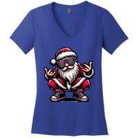 Santa Claus Is Dancing On Xmas Christmas Funny Cool Gift Women's V-Neck T-Shirt