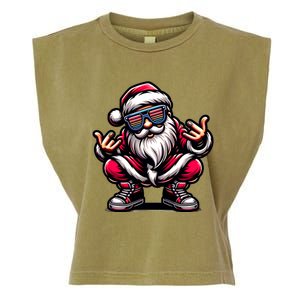 Santa Claus Is Dancing On Xmas Christmas Funny Cool Gift Garment-Dyed Women's Muscle Tee