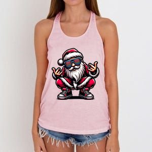 Santa Claus Is Dancing On Xmas Christmas Funny Cool Gift Women's Knotted Racerback Tank