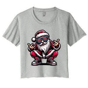 Santa Claus Is Dancing On Xmas Christmas Funny Cool Gift Women's Crop Top Tee