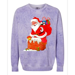 Santa Claus Into The Chimney Colorblast Crewneck Sweatshirt