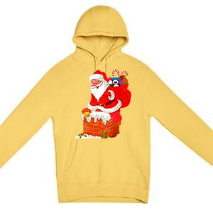 Santa Claus Into The Chimney Premium Pullover Hoodie