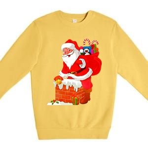 Santa Claus Into The Chimney Premium Crewneck Sweatshirt