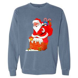 Santa Claus Into The Chimney Garment-Dyed Sweatshirt