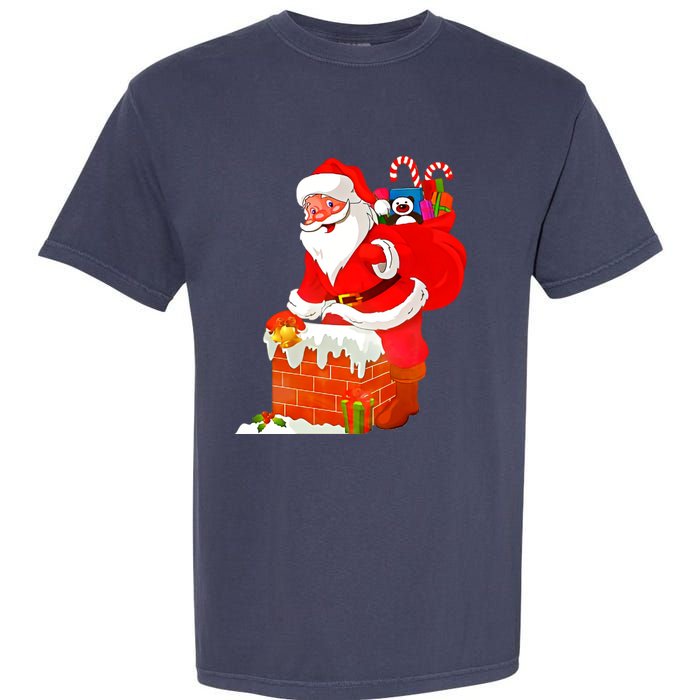 Santa Claus Into The Chimney Garment-Dyed Heavyweight T-Shirt