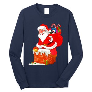 Santa Claus Into The Chimney Long Sleeve Shirt