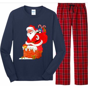 Santa Claus Into The Chimney Long Sleeve Pajama Set