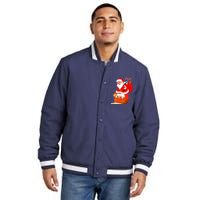 Santa Claus Into The Chimney Insulated Varsity Jacket