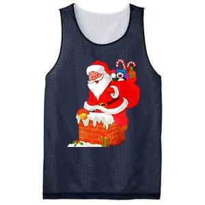 Santa Claus Into The Chimney Mesh Reversible Basketball Jersey Tank