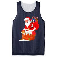 Santa Claus Into The Chimney Mesh Reversible Basketball Jersey Tank