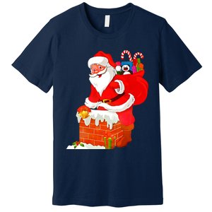 Santa Claus Into The Chimney Premium T-Shirt