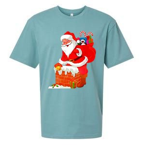 Santa Claus Into The Chimney Sueded Cloud Jersey T-Shirt