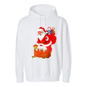 Santa Claus Into The Chimney Garment-Dyed Fleece Hoodie