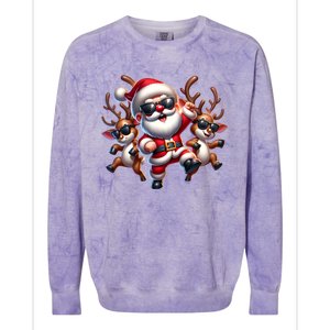 Santa Claus Is Dancing On Xmas Christmas Funny Cool Gift Colorblast Crewneck Sweatshirt