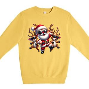 Santa Claus Is Dancing On Xmas Christmas Funny Cool Gift Premium Crewneck Sweatshirt