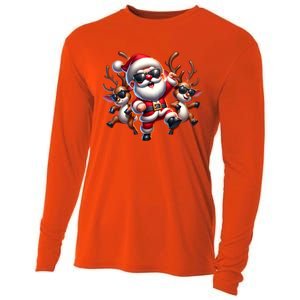 Santa Claus Is Dancing On Xmas Christmas Funny Cool Gift Cooling Performance Long Sleeve Crew