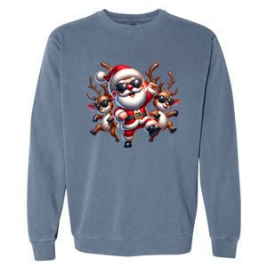 Santa Claus Is Dancing On Xmas Christmas Funny Cool Gift Garment-Dyed Sweatshirt