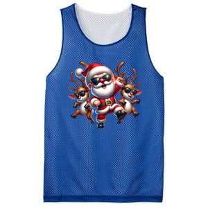 Santa Claus Is Dancing On Xmas Christmas Funny Cool Gift Mesh Reversible Basketball Jersey Tank