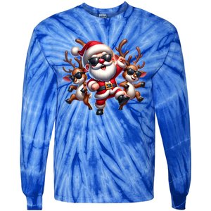 Santa Claus Is Dancing On Xmas Christmas Funny Cool Gift Tie-Dye Long Sleeve Shirt