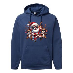 Santa Claus Is Dancing On Xmas Christmas Funny Cool Gift Performance Fleece Hoodie