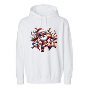 Santa Claus Is Dancing On Xmas Christmas Funny Cool Gift Garment-Dyed Fleece Hoodie